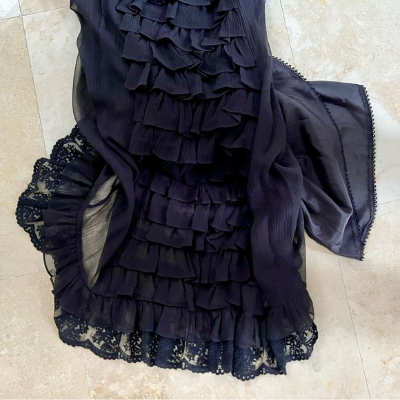 Juicy Couture Silk Y2K Black Ruffled Party Midi Dress - Picture 10 of 10